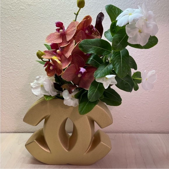 Other - Ceramic Vase CC Brushed Gold for home, office